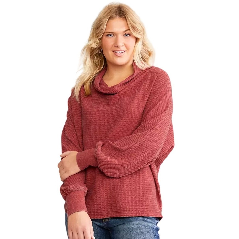 White Crow Waffle Knit Womens size Medium Oversized Baggy Slouchy Grungecore Top
